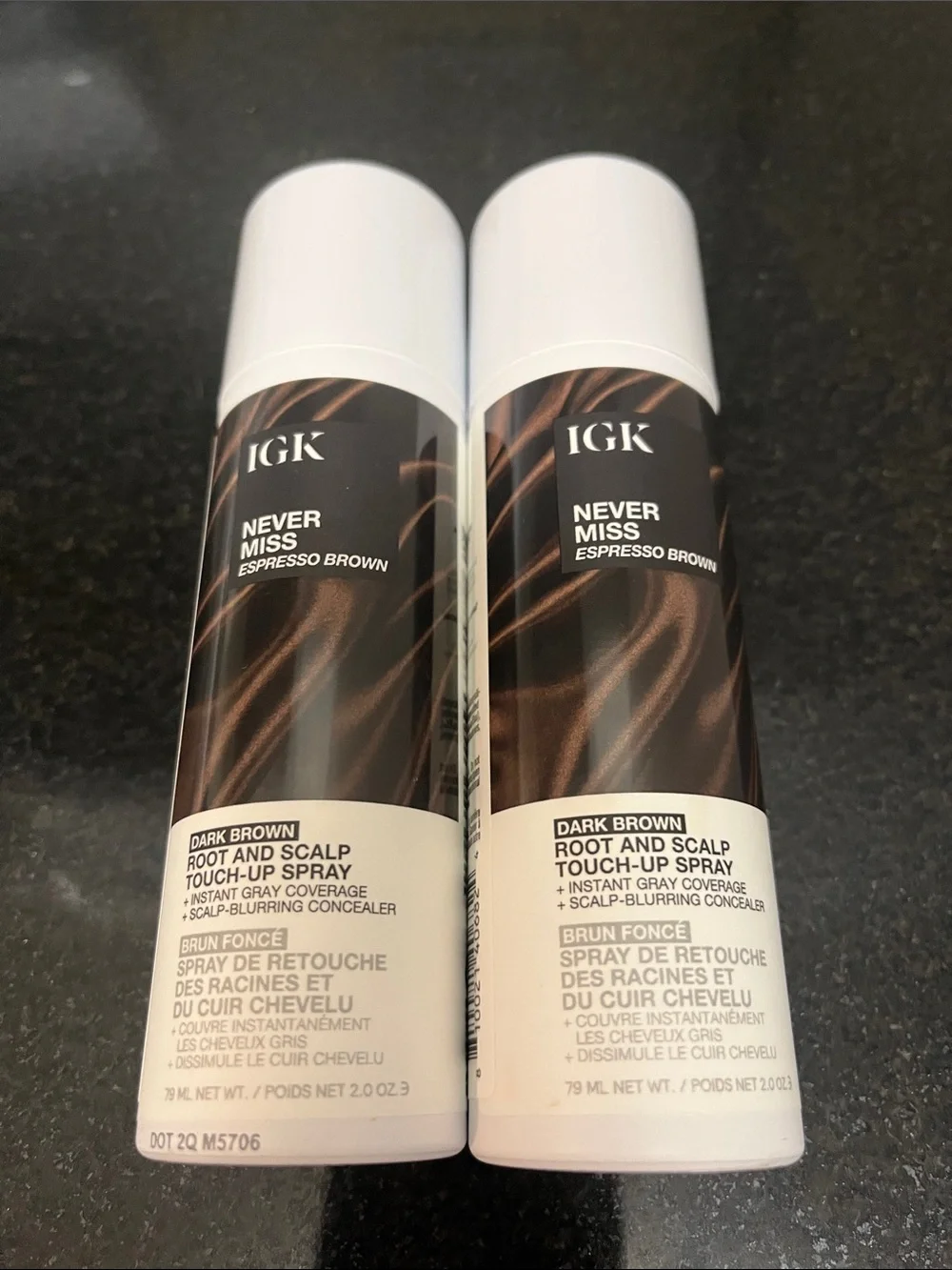 (NEW) IGK Hair Never Miss Root & Scalp Touch-Up Spray Pack of 2 in Dark Brown